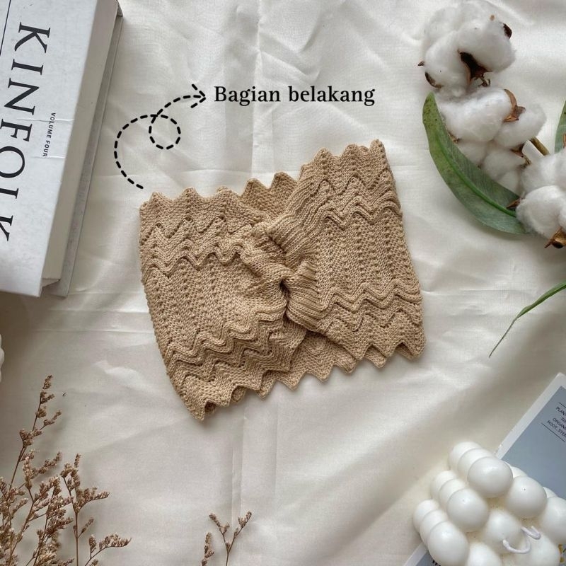 Nanas Ciput rajut Nanas satu warna one tone bandana rajut Nanas zig-zag zigzag