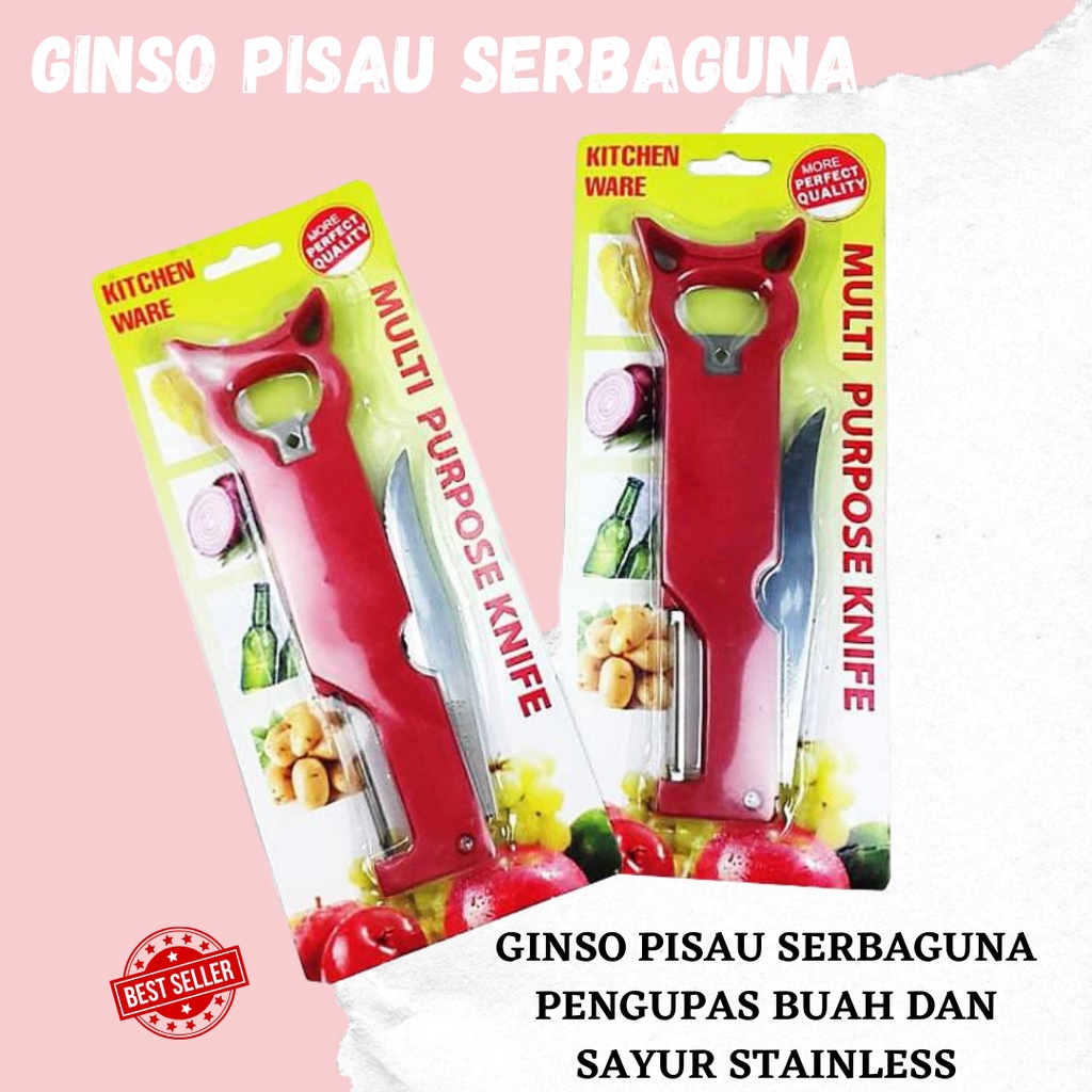 (DL) Multi Purpose Knife / Peeler Merah / Pisau Serbaguna