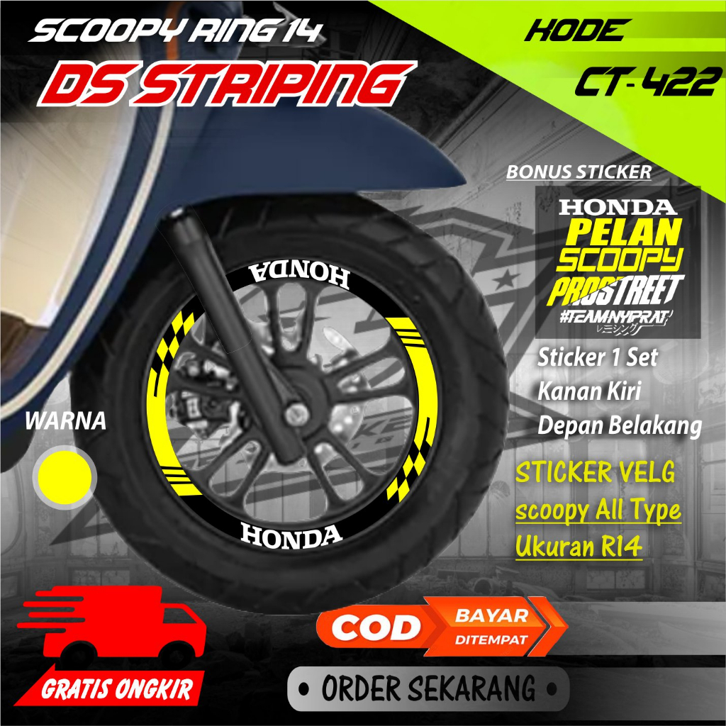 Ct-422 Cutting Stiker Variasi Velg Motor Scoopy Ring14