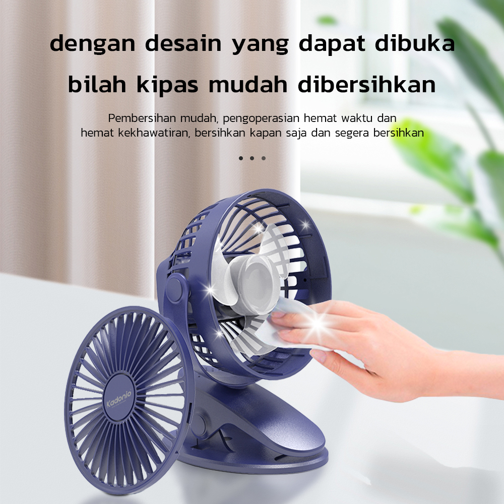 Kadonio Kipas Mini USB Clip Mini Fan Rotating Kipas Angin Meja Mini Jepit Portable USB kipas angin kecil kipas portable meja kipas angin murah