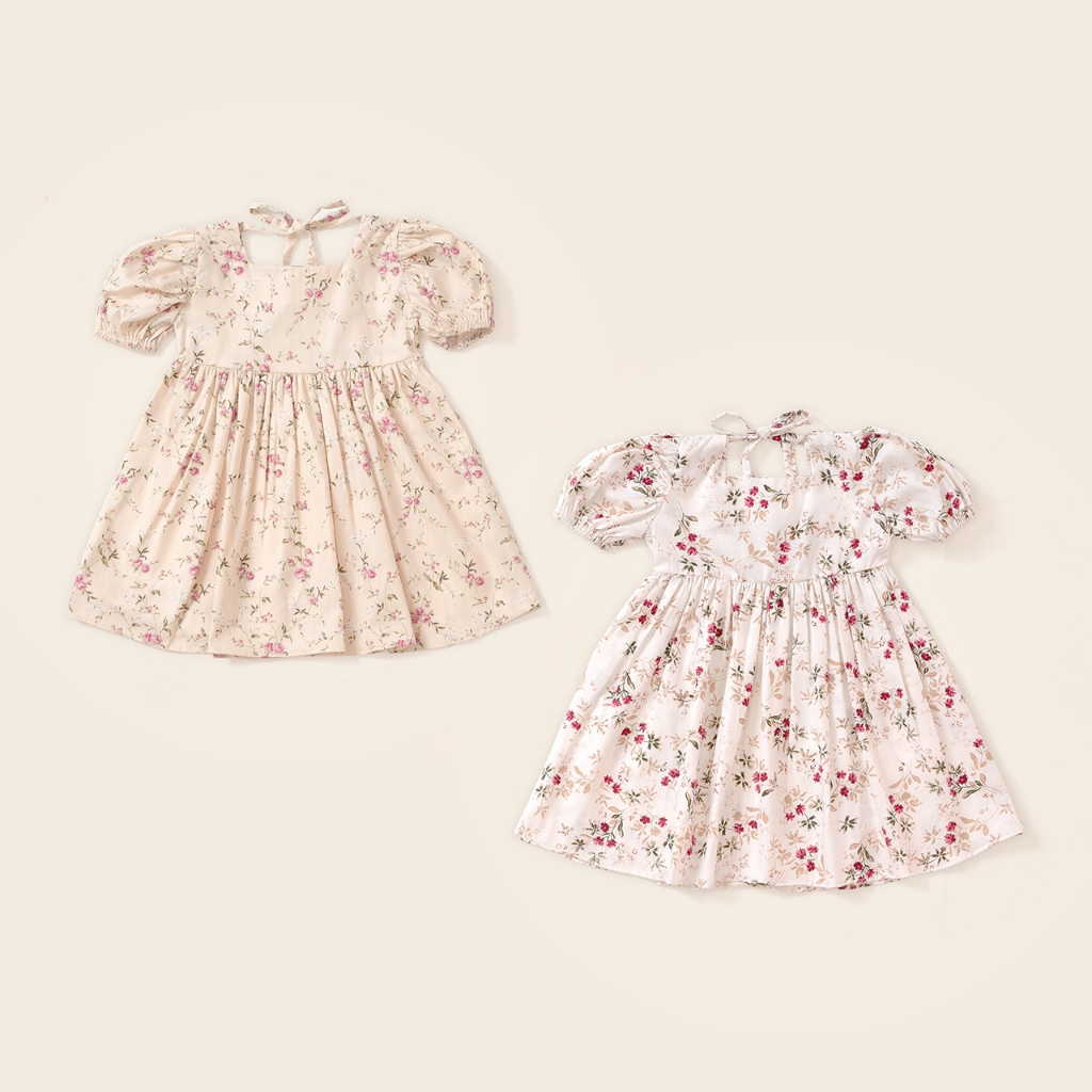 Little Folk Mariposa Dress - Bunga Anak Perempuan Terusan Lengan Pendek Anak Dress Cewe Baby Girl Floral