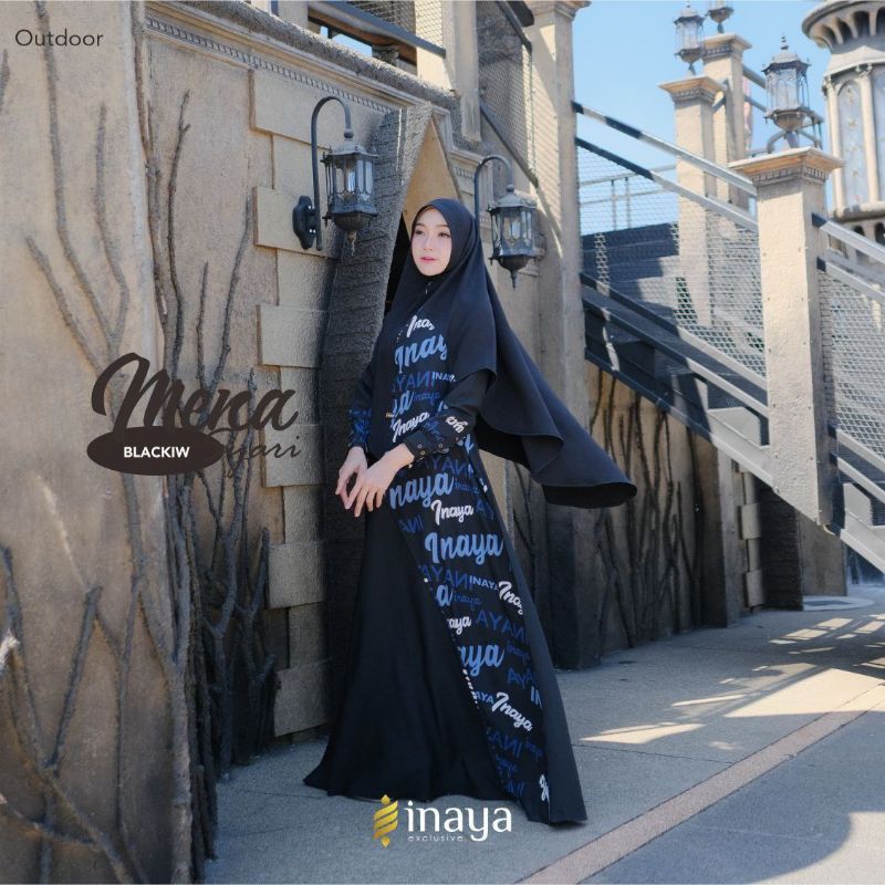 Mena Syar'i Inayalessy Dress Motif Tulisan Kiyowo Rizquna Shop
