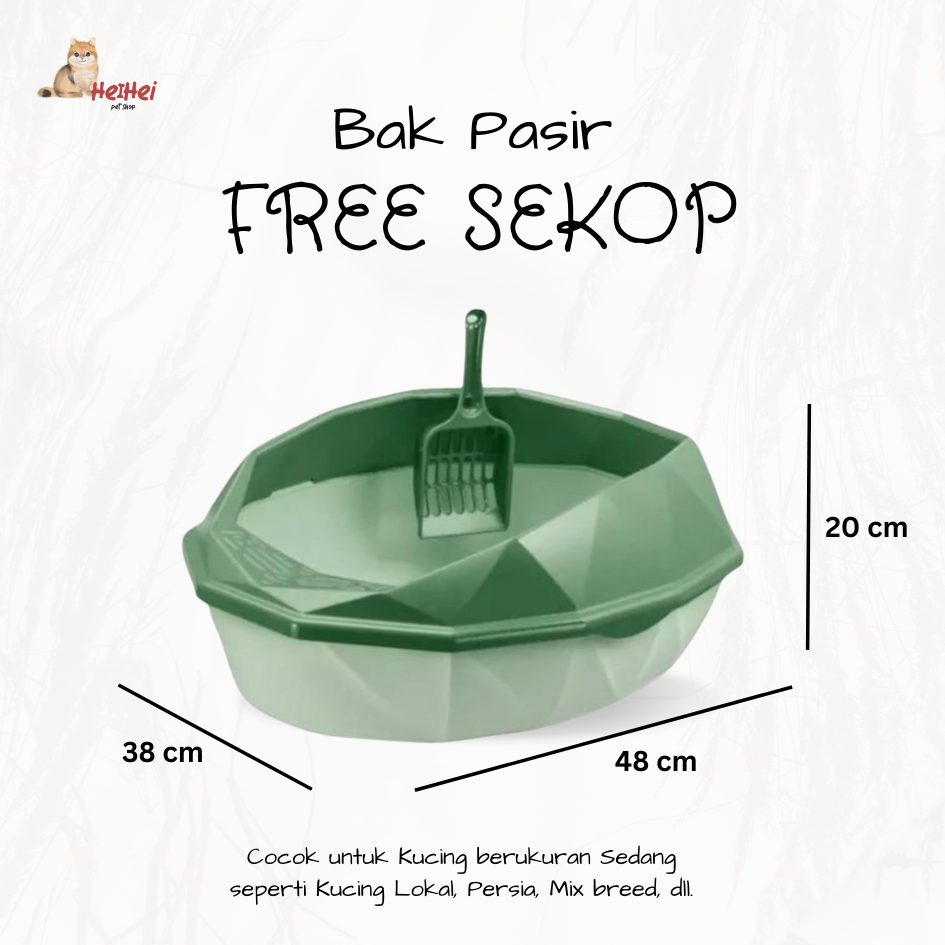 Hexa Cat Litter Box - Tempat Bak Pasir Kucing/Kitten/Anak Kucing Gratis Sekop