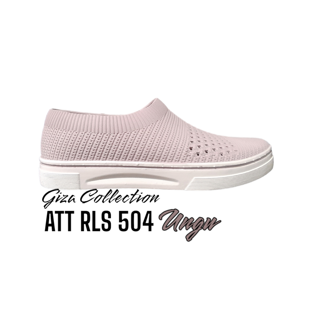 sepatu slip on wanita bahan karet elastis sepatu santai ringan att asl 504 anti licin