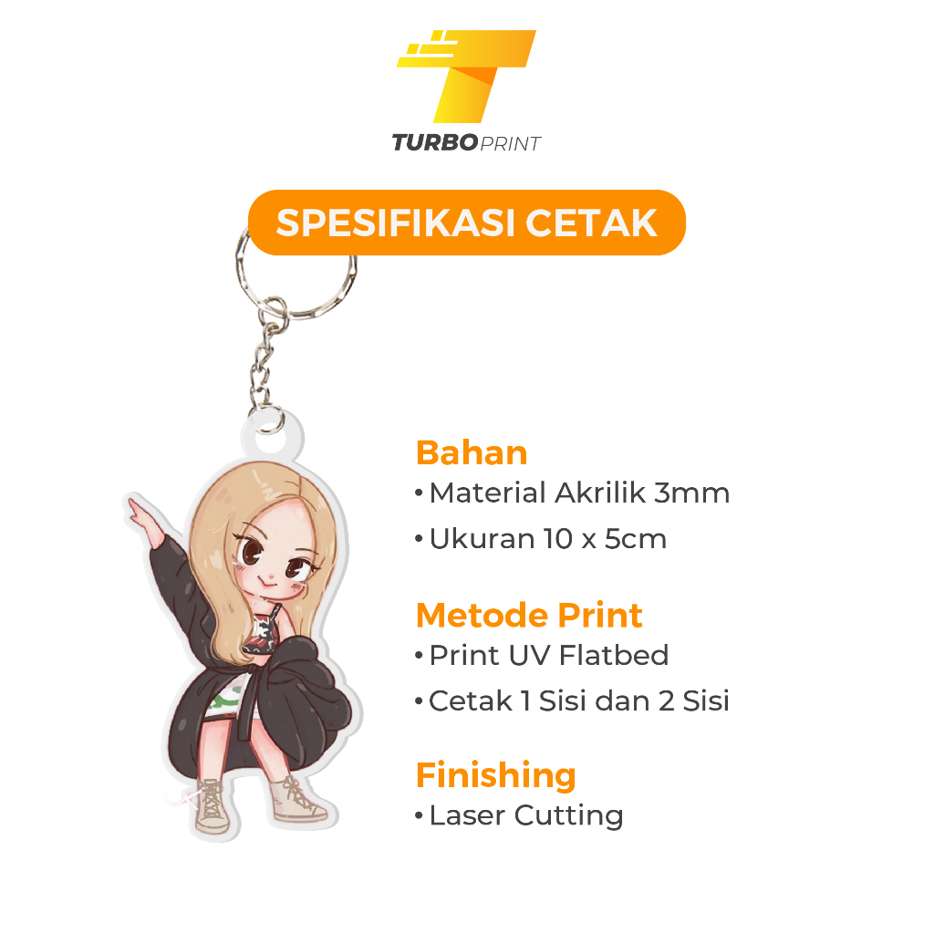 CUSTOM GANTUNGAN KUNCI KEYCHAIN BERKUALITAS AKRILIK GANCI MURAH UV PRINT