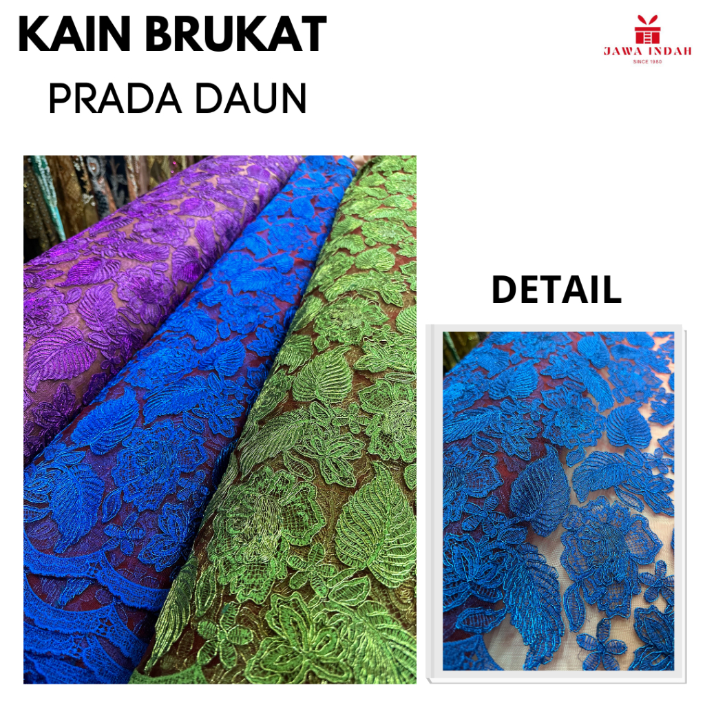 KAIN BRUKAT MOTIF DAUN / KAIN BROKAT PER 1/2 METER