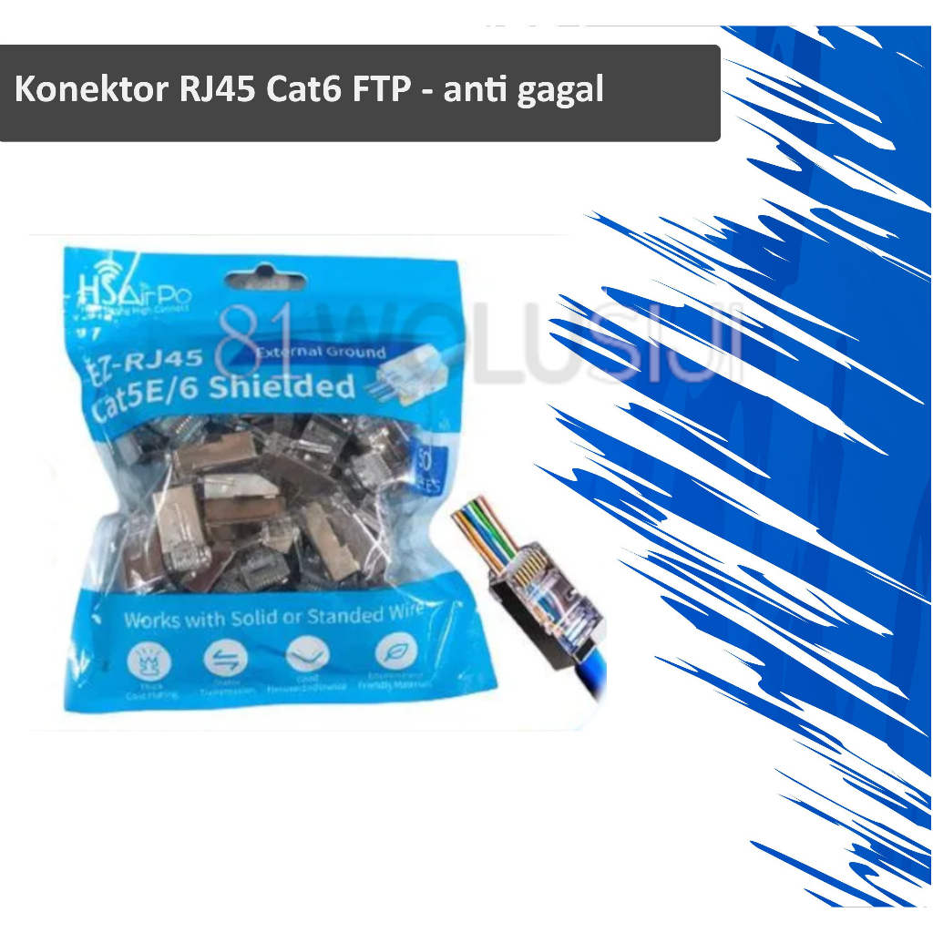 Connector RJ45 FTP HSAIRPO EZ Cat6 Shielded (Anti gagal) - 50pcs