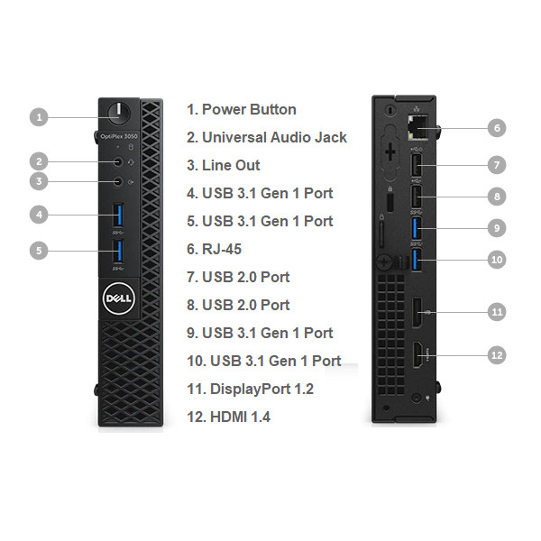Dell Optiplex 3040 Micro Intel Core i3 / i5 / i7 6th Gen PC Mini Komputer Second