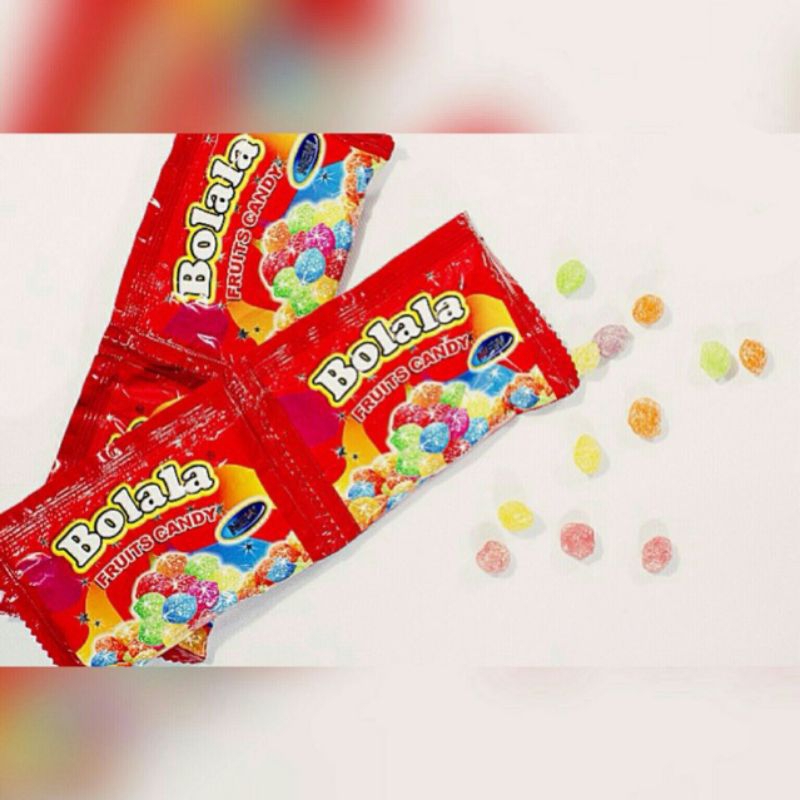 

permen bolala fruits candy, 1 renceng isi 10 bungkus