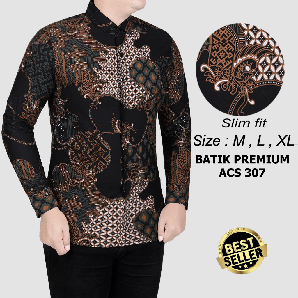 KEMEJA BATIK PRIA SLIM FIT BAJU BATIK PRIA SLIM FIT PREMIUM ACS307