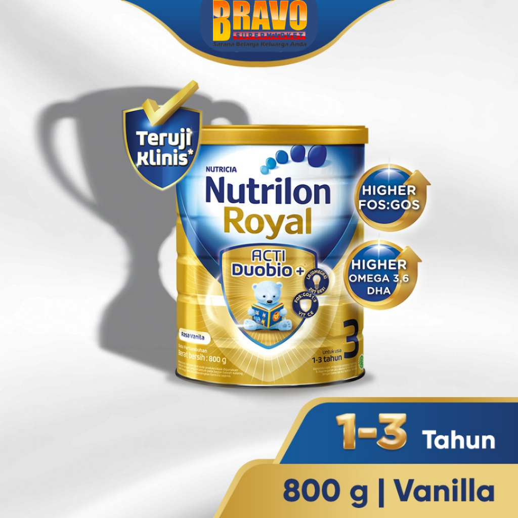 Bravo Bojonegoro - Nutrilon Royal 3 Usia 1 - 3 Tahun Susu Pertumbuhan Bubuk 800GR Rasa Vanila & Madu