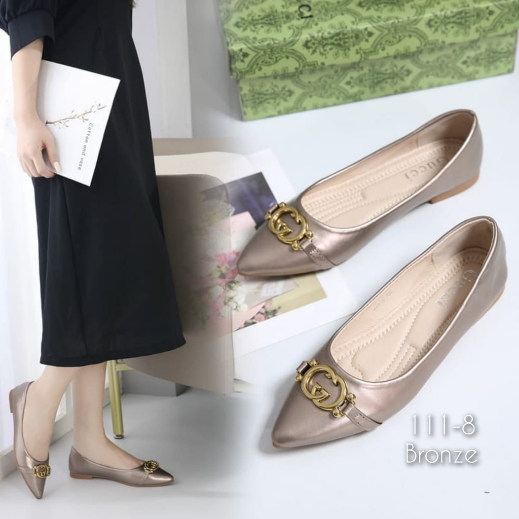 SEPATU WANITA IMPORT FLAT KULIT LEMBUT GCO KODE: 111-8