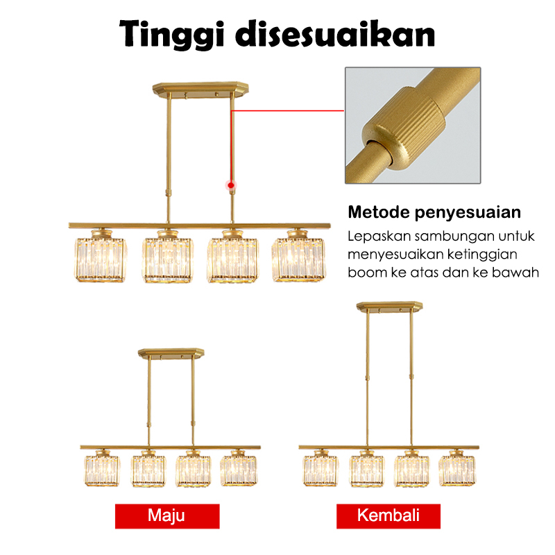 ❣️Garansi&amp;3Warna❣️Lampu Gantung Kristal Minimalis Modern 3 Warna LED Classic 4 Arms Pendant Light Lampu Hias Gantung Rumah Tempat Untuk Dekorasi Ruang Makan/Ruang Tamu(Termasuk Bohlam E27*4)