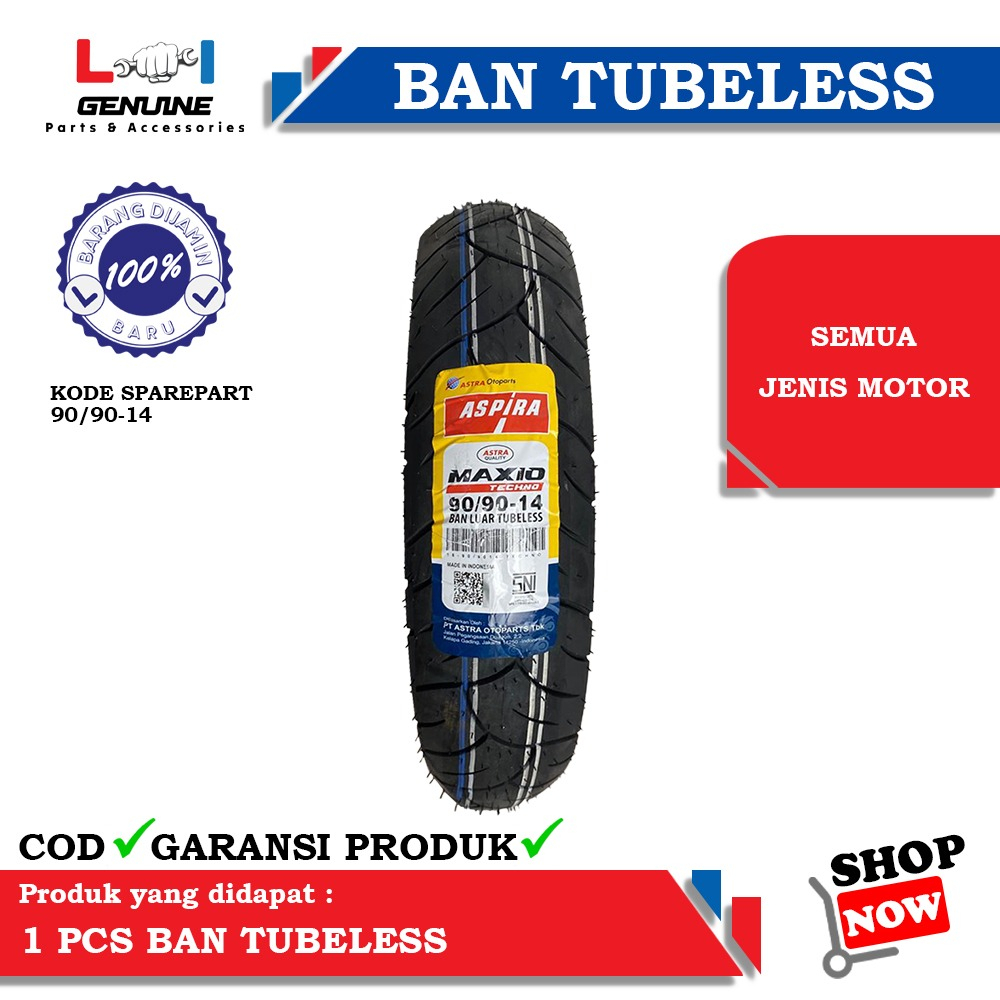 -LOI- BAN LUAR TUBELESS RING 14 ASPIRA 80/90, 90/90