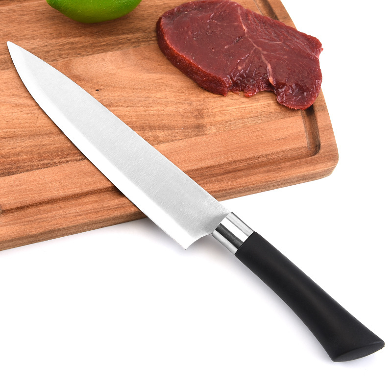 Pisau Dapur Gagang Hitam 7/8 Inch Stainless Steel Tajam Tebal Pisau Daging Buah Sayur Kitchen Knife