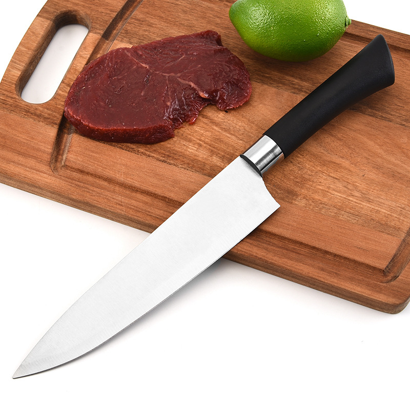 Pisau Dapur Gagang Hitam 7/8 Inch Stainless Steel Tajam Tebal Pisau Daging Buah Sayur Kitchen Knife