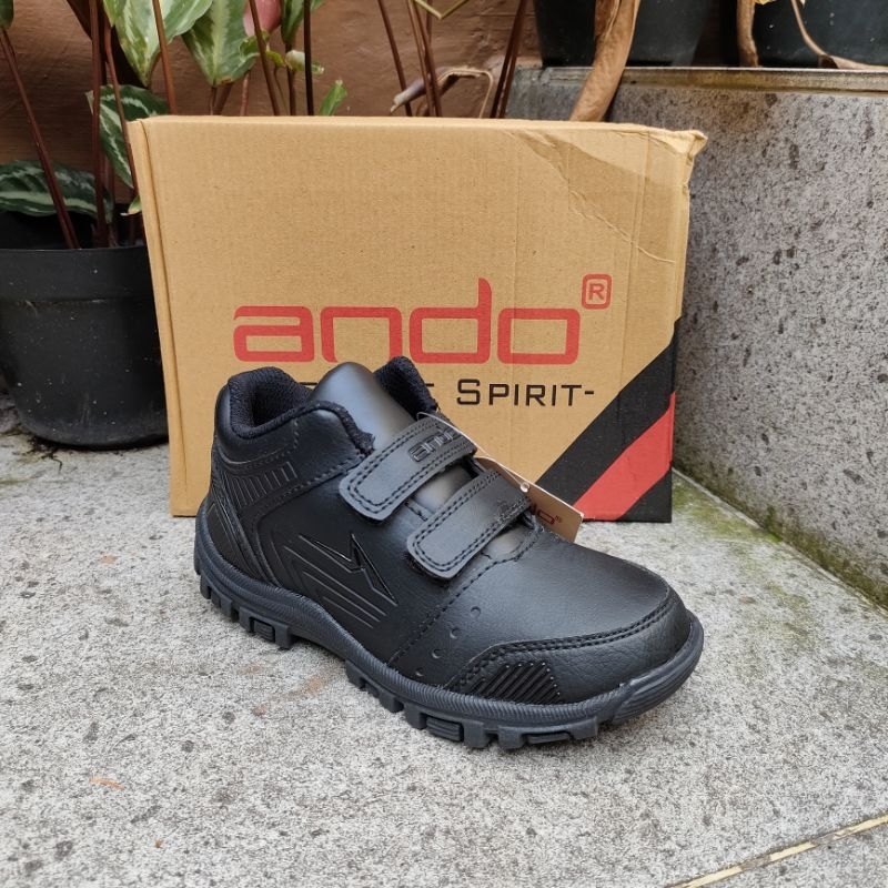 sepatu sekolah anak laki-laki perempuan ando velcro morgan bold hitam