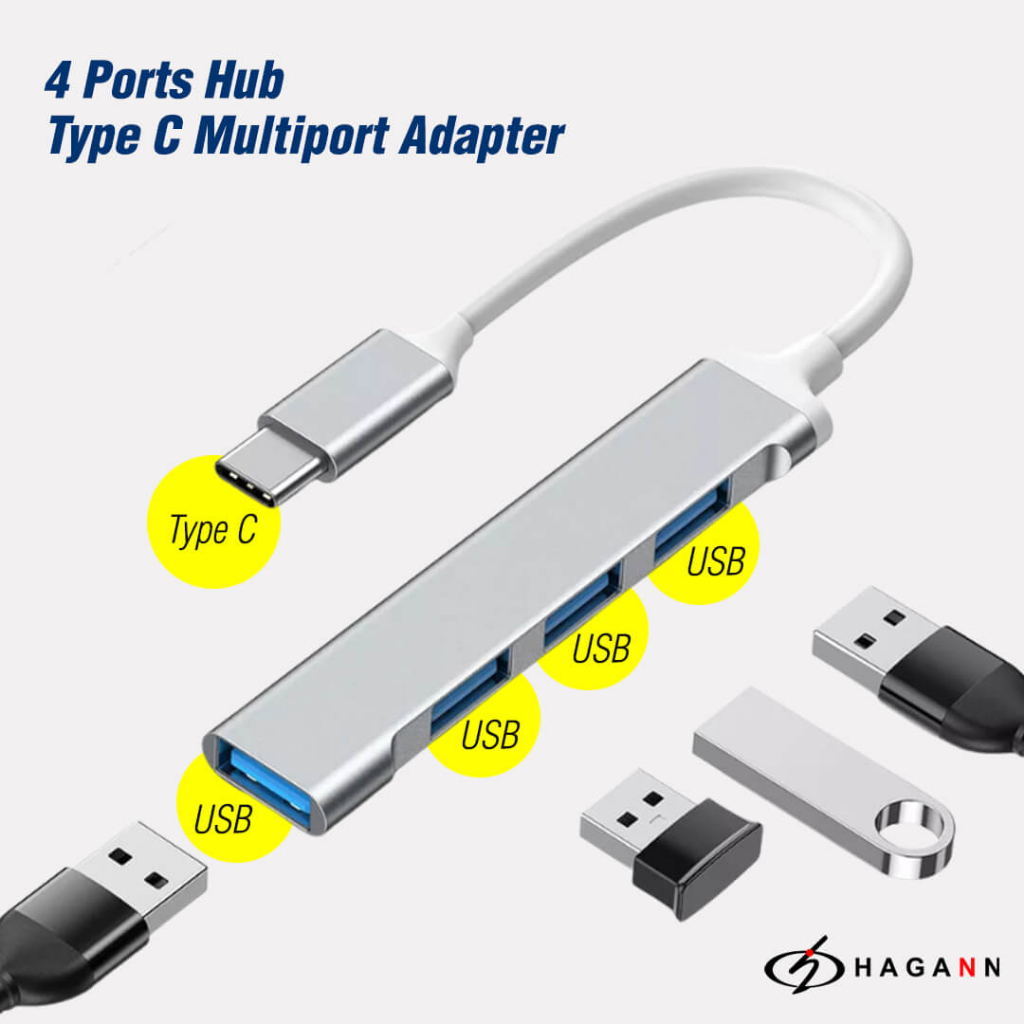 Type C to USB Hub 4 Port High Speed / USB 3.0 Hub Adaptor Splitter USB3.0