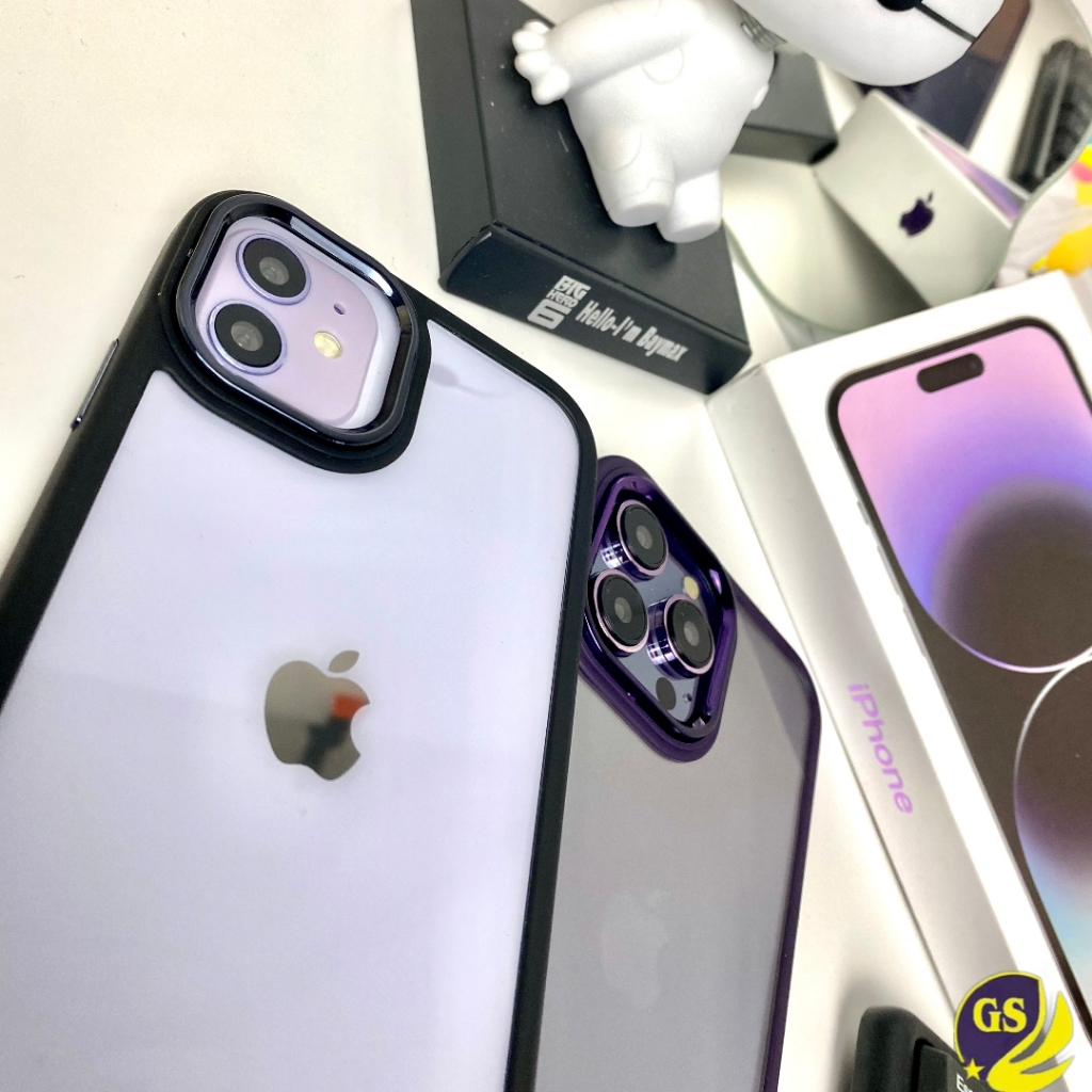 ACRYLIC CASE DEEP PURPLE AND BLACK PLATING CAMERA RING CHROME ACRYLIC iPhone 7 8 SE 7+ 8+ X XS XR XS MAX iPhone 11 12 13 PRO MAX iPhone 14 14 PRO14 PLUS 14 PRO MAX