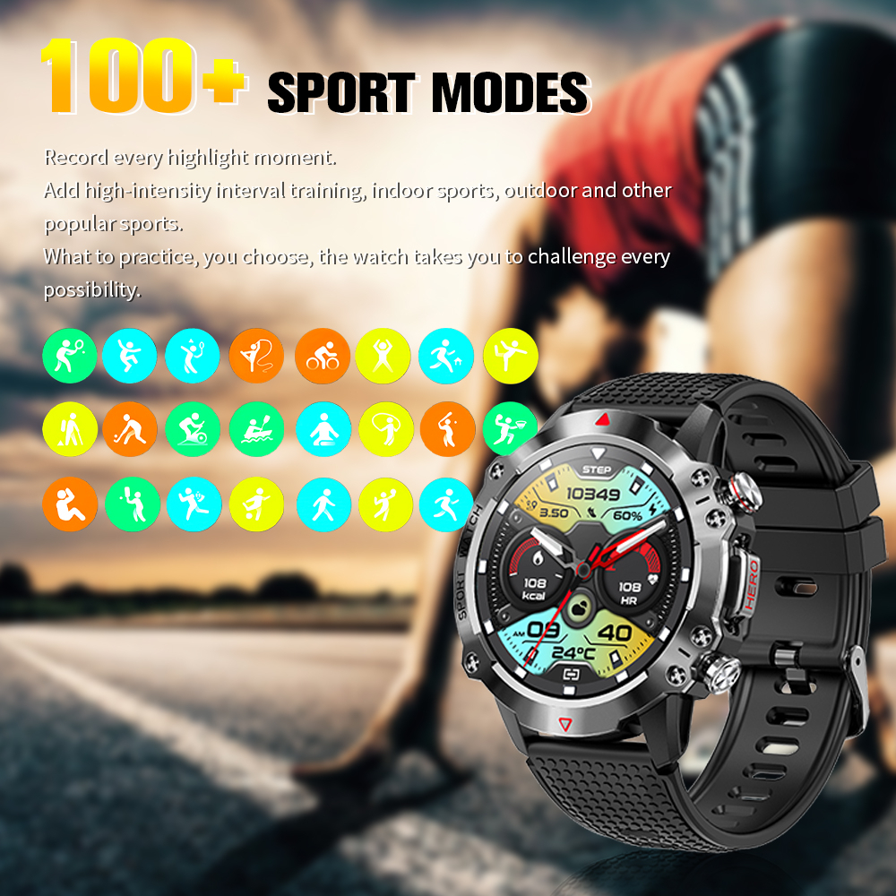 Bzolun smartwatch Jam Tangan Smart Watch Bluetooth Cool Sports Watch 100+ Sports Model Men's Fitness Monitor smartwatch BZLX8