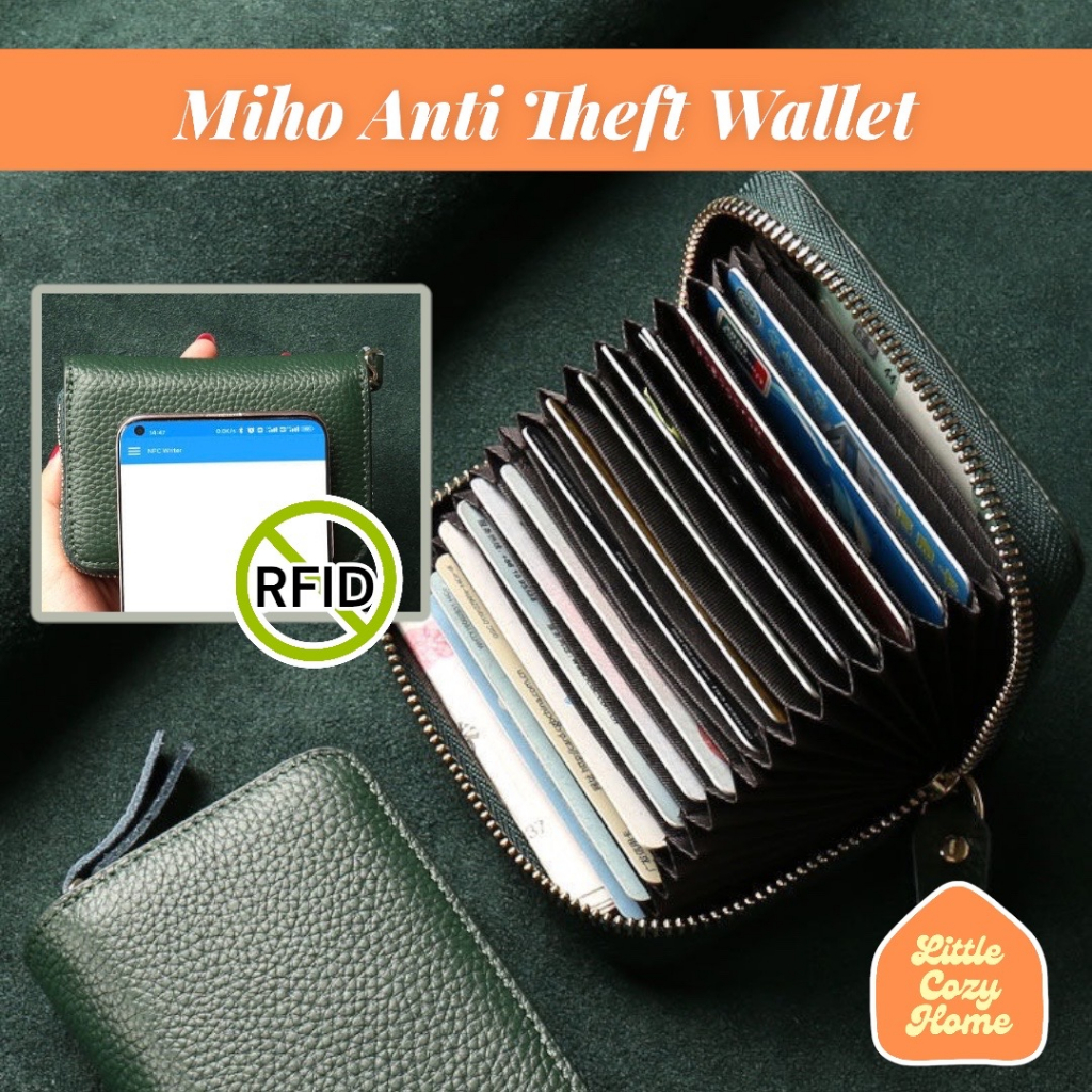 Miho Anti RFID Theft Wallet / Dompet Kartu Kulit Pintar Wanita Anti Magnetic Blocker Premium Maling Copet / Data Protection / Card Holder