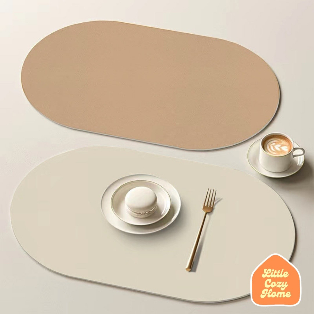 ONE TONE LEATHER PLACEMAT / / Alas Meja Makan / Tablemat / Taplak Meja Kulit Motif Premium