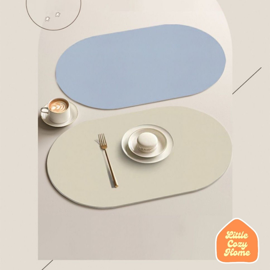 ONE TONE LEATHER PLACEMAT / / Alas Meja Makan / Tablemat / Taplak Meja Kulit Motif Premium