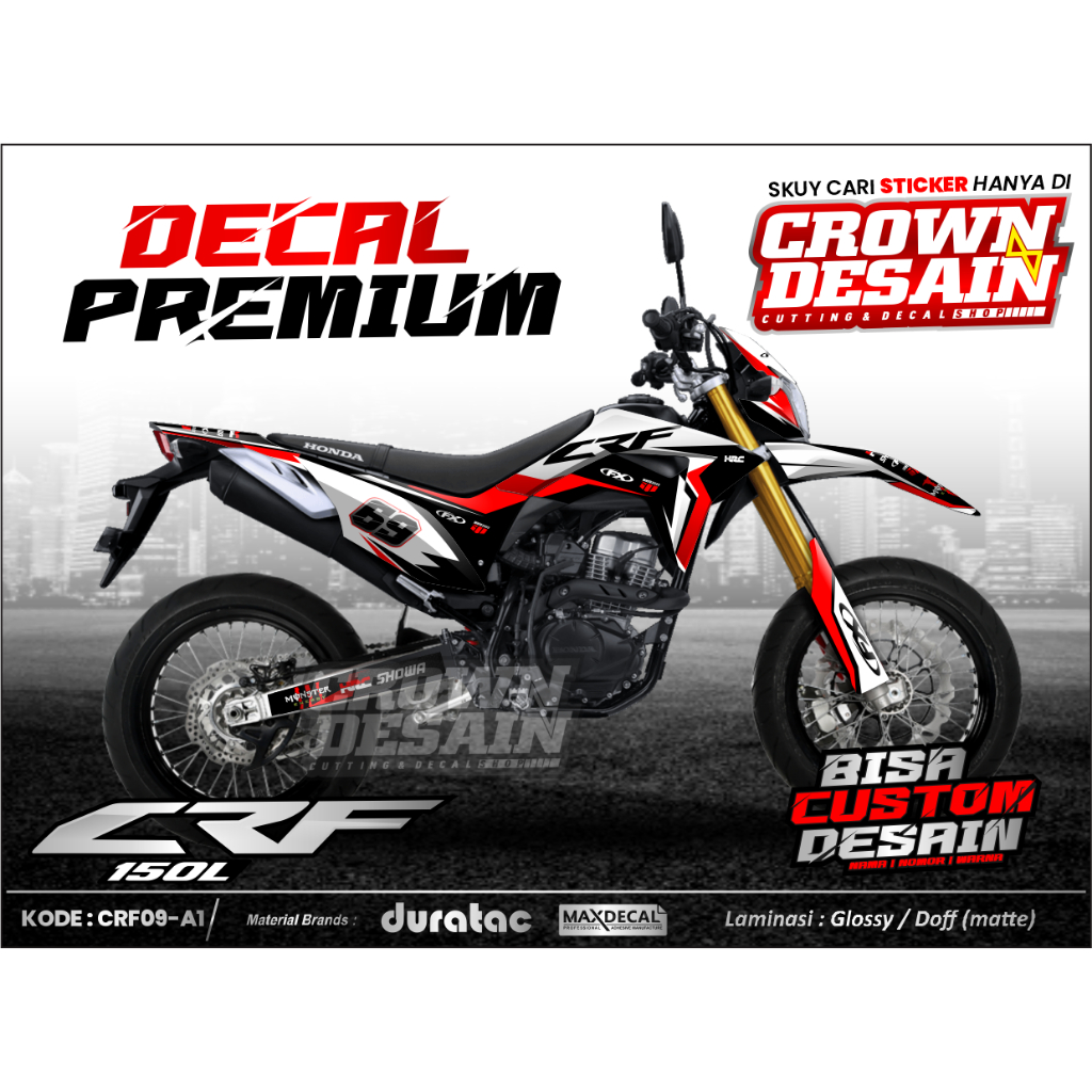 Decal Stiker CRF 150 L Trail Supermoto Fullbody Custom - Dekal Sticker CRF 150L Decal Stiker CRF - A