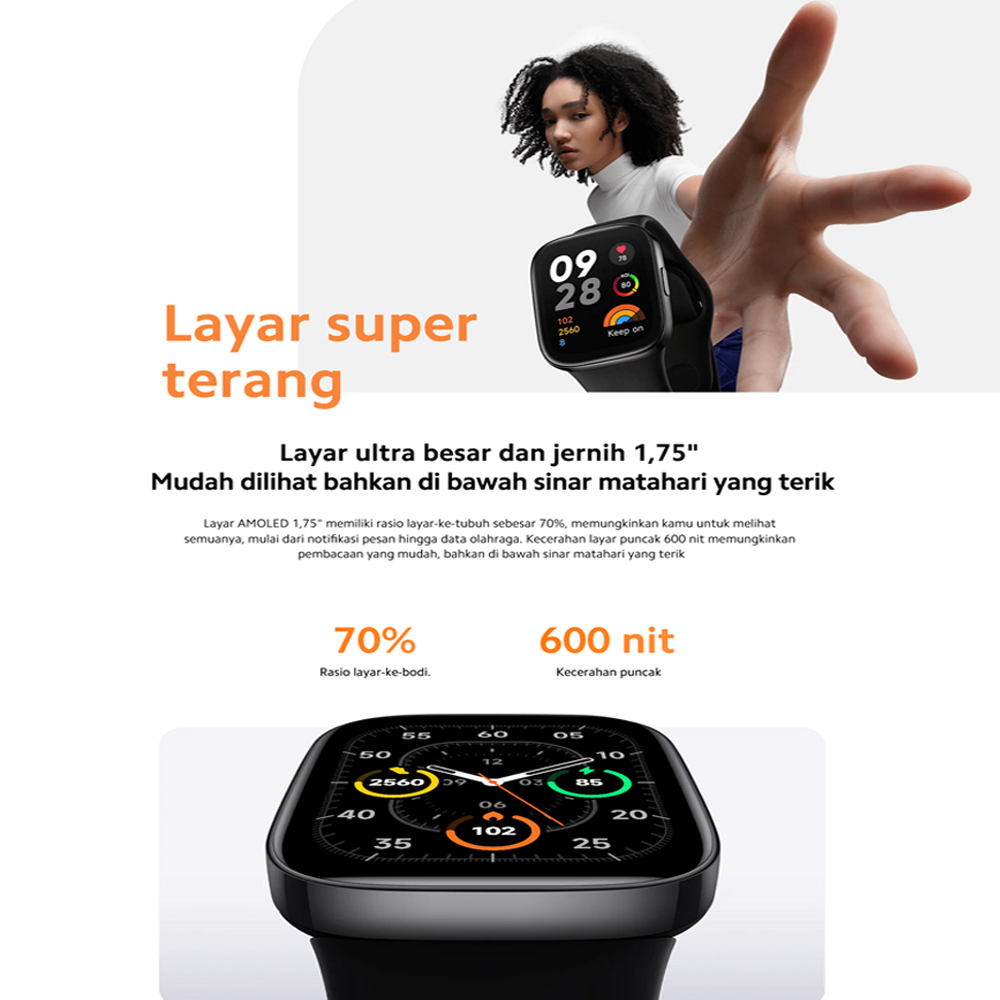 Xiaomi Mi Redmi Watch 3 AMOLED 1.75 Inch Smartwatch - Garansi Resmi