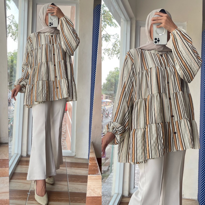 ATASAN/KAMEJA BLOUSE SYEILA UMPAK JUMBO CRINKEL MOTIF SALUR