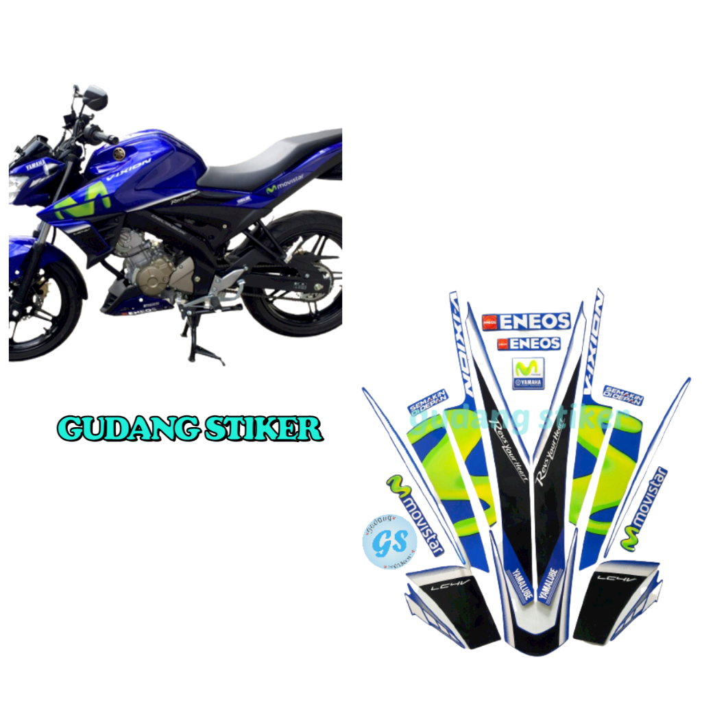 Stiker Striping Motor Yamaha VIXION Movistar 2017 Biru 1set