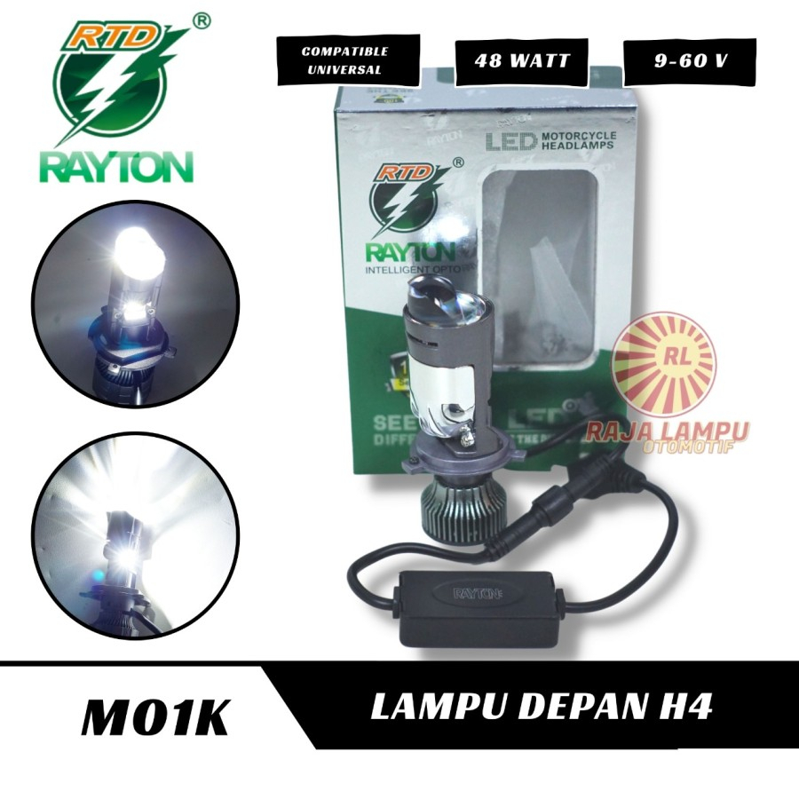 LAMPU PROYEKTOR LED RAYTON H4 M01K DENGAN KIPAS 48WATT MOTOR MOBIL