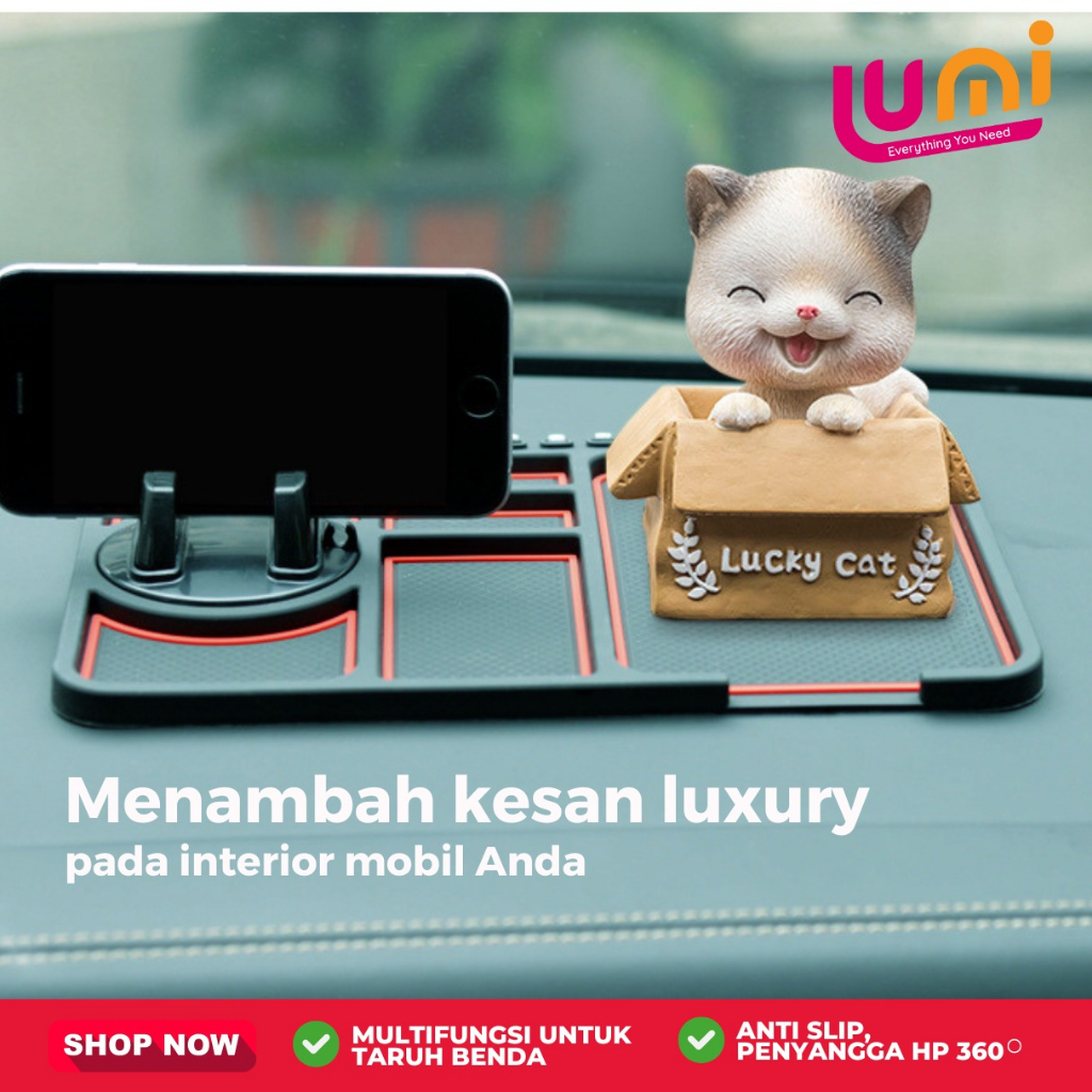 Phone Holder Tatakan HP Alas Mobil Dashboard 3 in 1 Anti Slip Mounting Dudukan Handphone Car Multifungsi Universal Stand Karpet Dasboard Matras Pad Tidak Licin