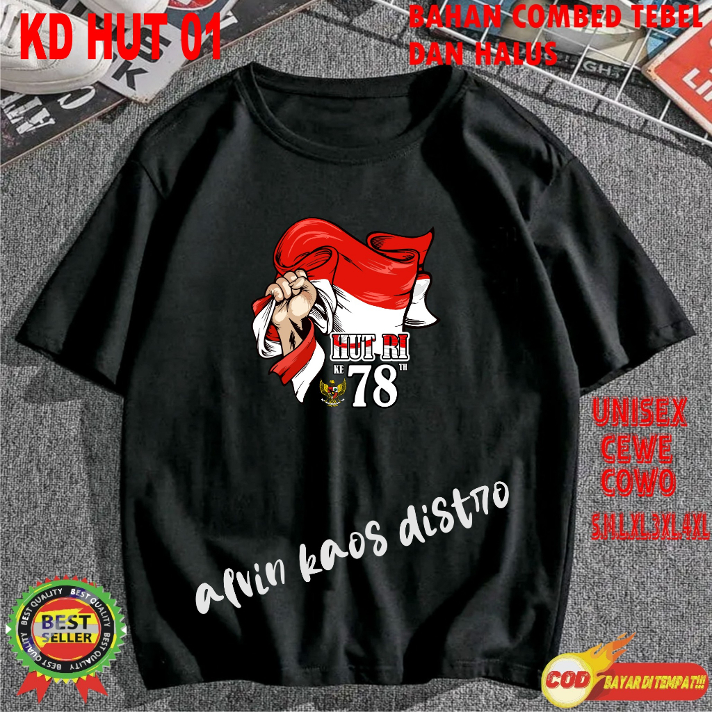 Beli 10 Pc Gratis 1 Pc Hut RI 78 Kaos Terlaris 17 Agustus 1945 78 Kemerdekaan Indonesia Kaos Merah Putih Hitam Kaos Cewek Cowok Anak1