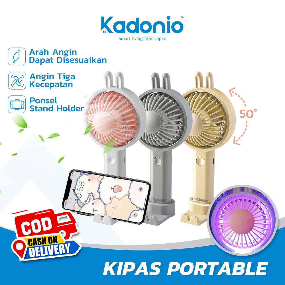 Kipas Angin Mini Karakter Portable KADONIO 3 Speed Naik Turun 50 Drajad