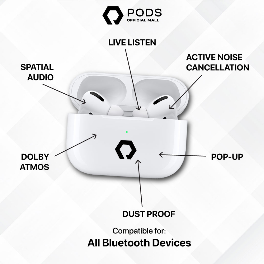 ThePods Pro TWS P1 2023 Edition Final Upgrade Wireless Charging  [ Pop Up  &amp; Serial Number Detectable] Headset Bluetooth by Pods Indonesiaaaaa