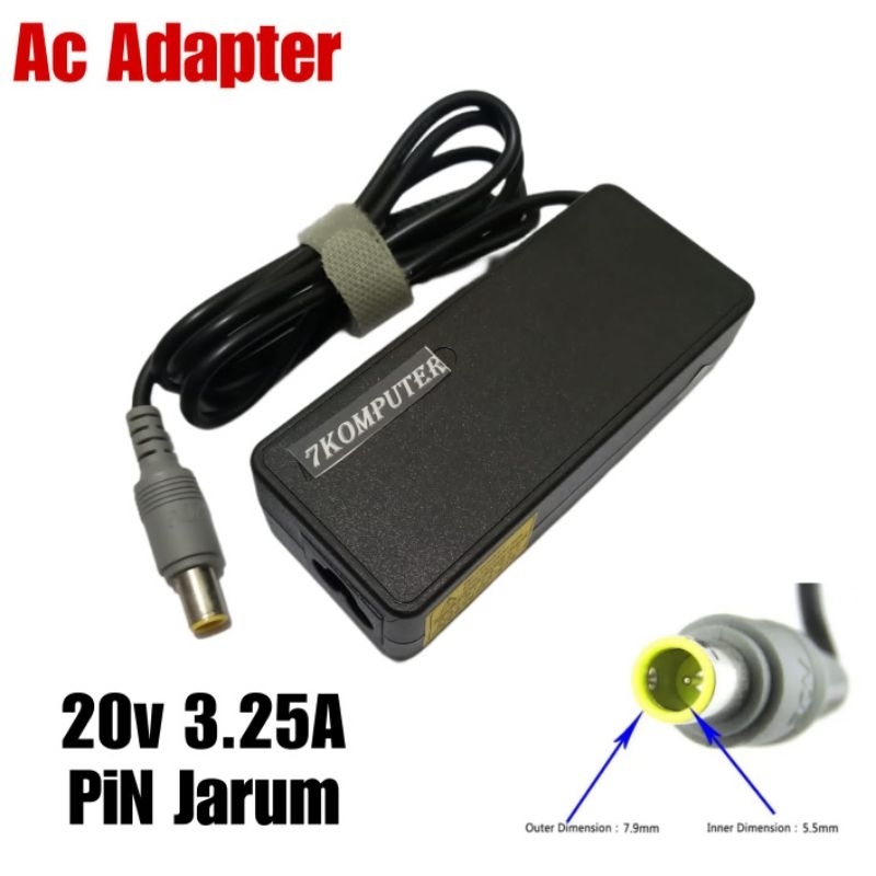 Adaptor Charger Laptop Lenovo T400 T410 T410i T420 T420i T430 T430i X220S X230X 230i X230S 20V 3.25A JARUM