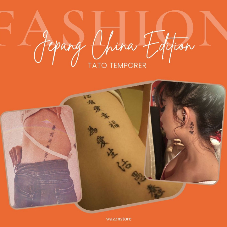 Tato Temporer tulisan Cina / Kanji / jepang/ Temporary Tattoo small kecil / Stiker tattoo tahan air