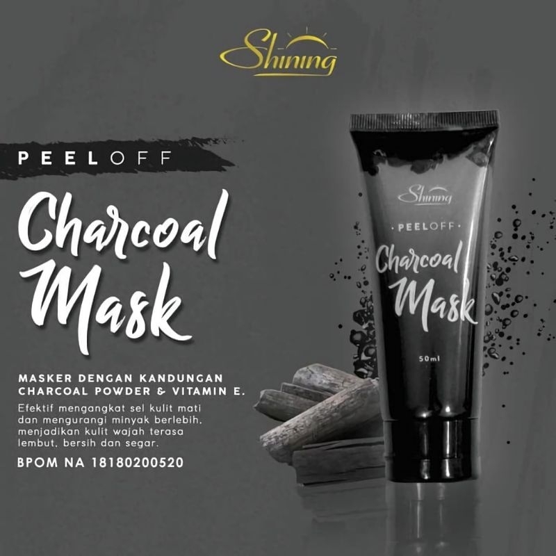 Shining Charcoal Mask Peel off Masker Wajah BPOM Anti Komedo Original 50ml