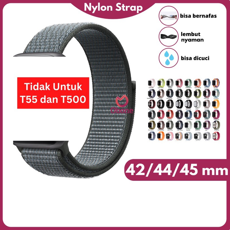 Kanvas Nilon Strap untuk A watch Series 3 4 5 6 7 8  HW22 IWO iwatch Tali jamtangan smartwatch woven nylon 42mm 44 mm 45mm