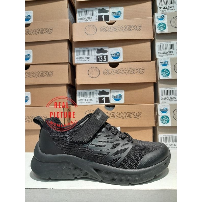 Sepatu skechers texlor black kids original 28.5 - 37  / sepatu anak sekolah hitam