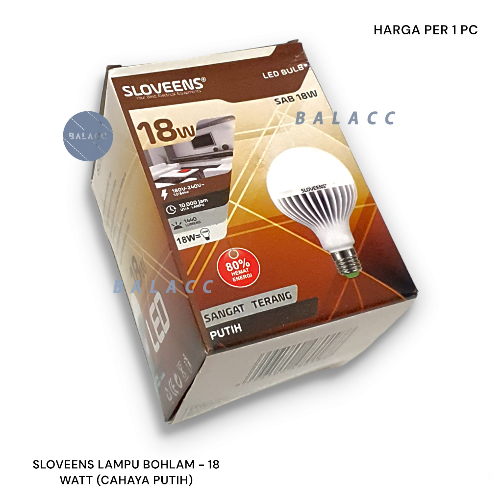 Lampu Led Sloveens SAB 18 Watt Bulb A Series Cahaya Putih