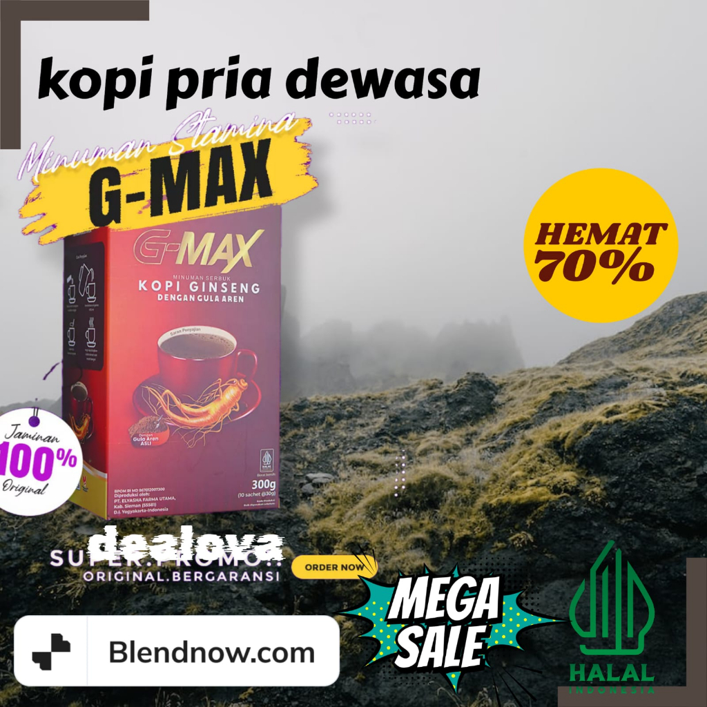 

Kopi Stamina Pria Terbaik - G - MAX Original/Kopi Gingseng BPOM isi 10 sachet