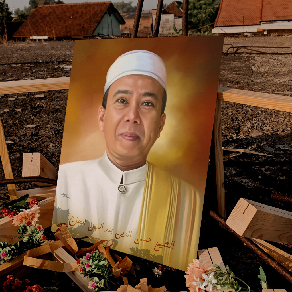 Lukisan KH. Hasanuddin / Guru Hasanuddin diatas Papan MDF (Ukuran 30x40 dan 20x30 cm )Poster Ulama P