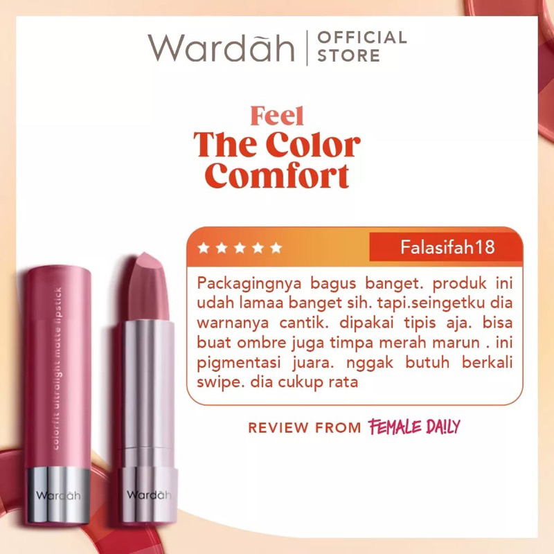 Wardah Colorfit Ultralight Matte - Lipstick Ringan, Nyaman Dan Lembut di Bibir - Pigmented