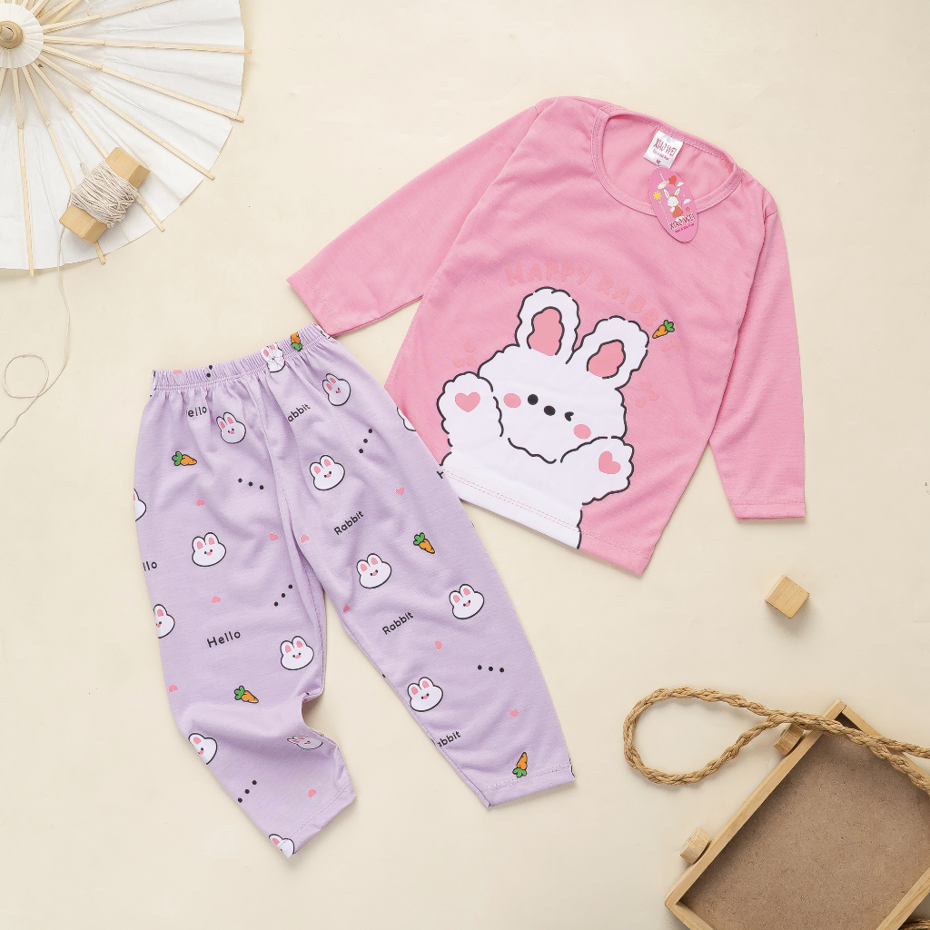 (ISI 5 SETEL) Setelan Anak &amp; Bayi Piyama Tidur Colourfur Print Set / Baju Anak Anak Unisex 0 - 4 Tahun/ Baju Tidur Anak Bayi / Baju Anak Perempuan / Baju Anak Laki Laki