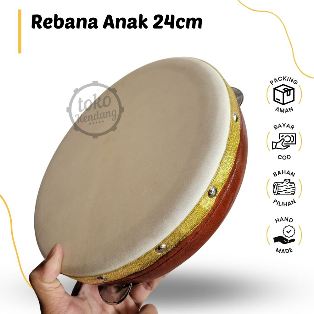 Alat Musik Rebana Hadroh 24cm Keplak Terbang Banjari Sholawat Ukuran Sedang