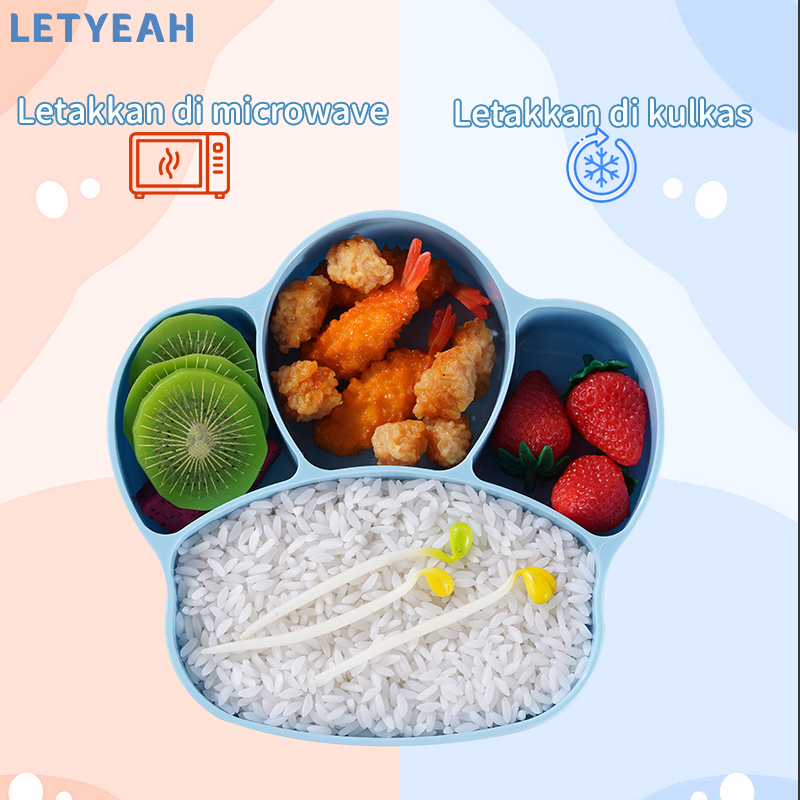 letyeah Piring makan anak karakter lucu mangkok makan bayi anti slip/Bpa free