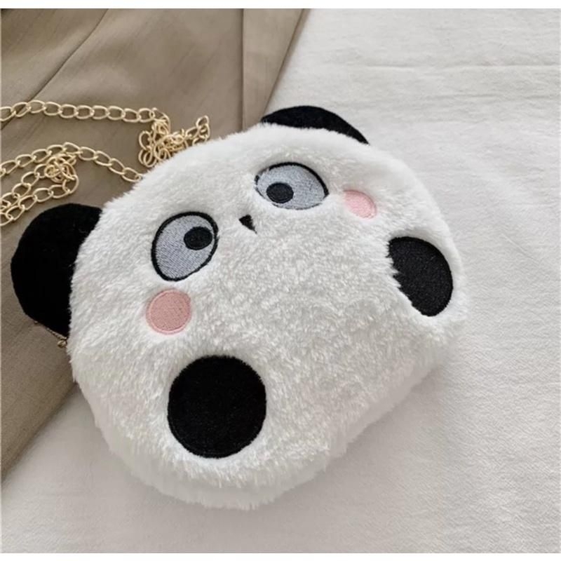 Tas Selempang Boneka Kepala Panda Sling Bag Bulu Rasfur Lembut Slempang Wanita Lucu Korean Style