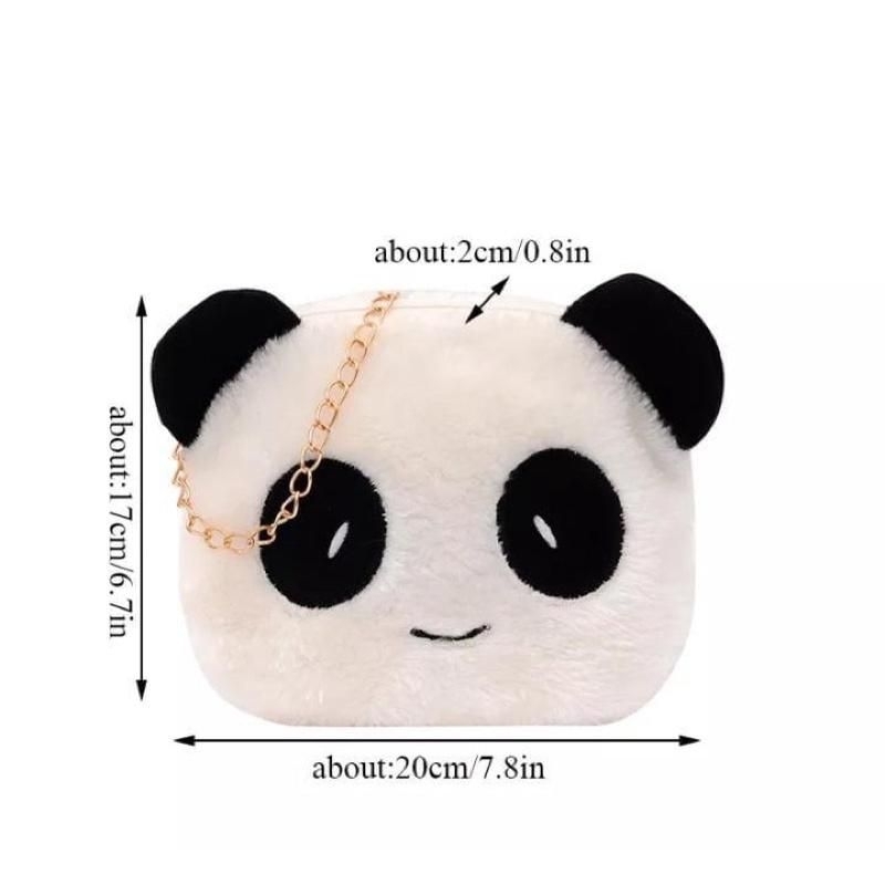 Tas Selempang Boneka Panda Bulu Rasfur Lembut Slingbag Anak Wanita Lucu Korean Style